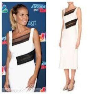 Roland Mouret White Bateau Neckline Slip Dress w/ Crochet Trim – Size S / US4 /
